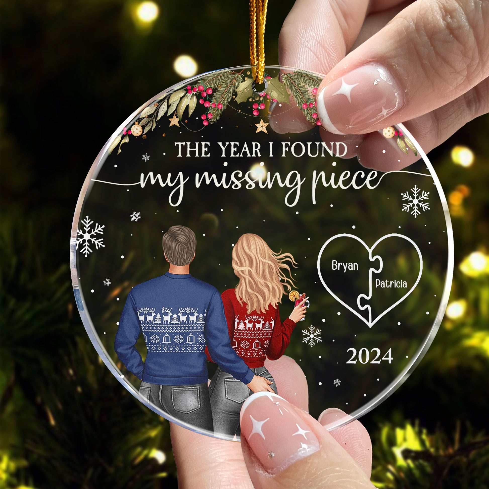 Personalized Couple Christmas Ornament - My Missing Piece 2024 Ornament MagicInPrints