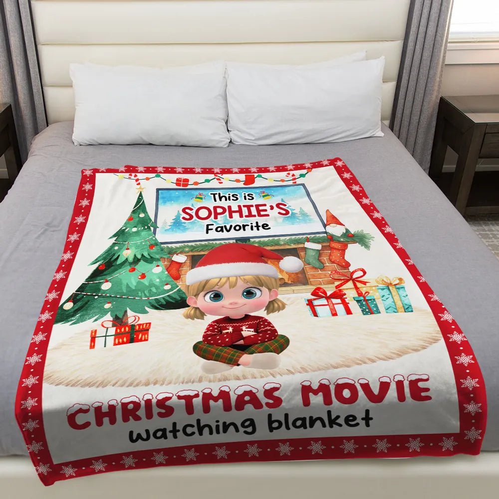 Personalized Christmas Movie Watching Blanket for Kids - Cozy Holiday Gift Pillow or Blanket MagicInPrints