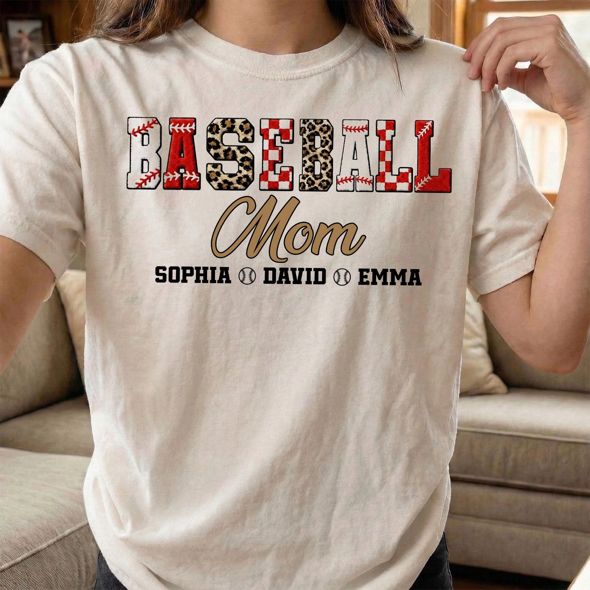 Personalized Baseball Mom T-Shirt for Mothers with Kids' Names - Family Sports Gift Cloth MagicInPrints