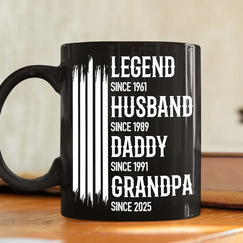 Personalized Black Coffee Mug for Dad - Legend Husband Daddy Grandpa Gift Cup MagicInPrints