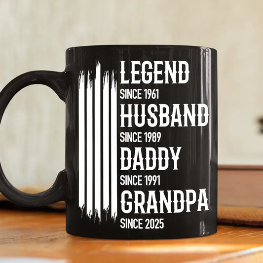 Personalized Black Coffee Mug for Dad - Legend Husband Daddy Grandpa Gift Cup MagicInPrints