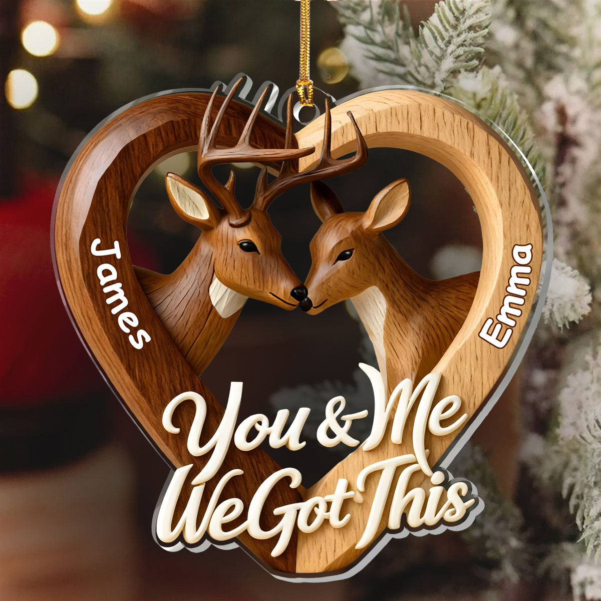 Personalized Deer Couple Ornament for Couples - Romantic Christmas Gift Ornament MagicInPrints