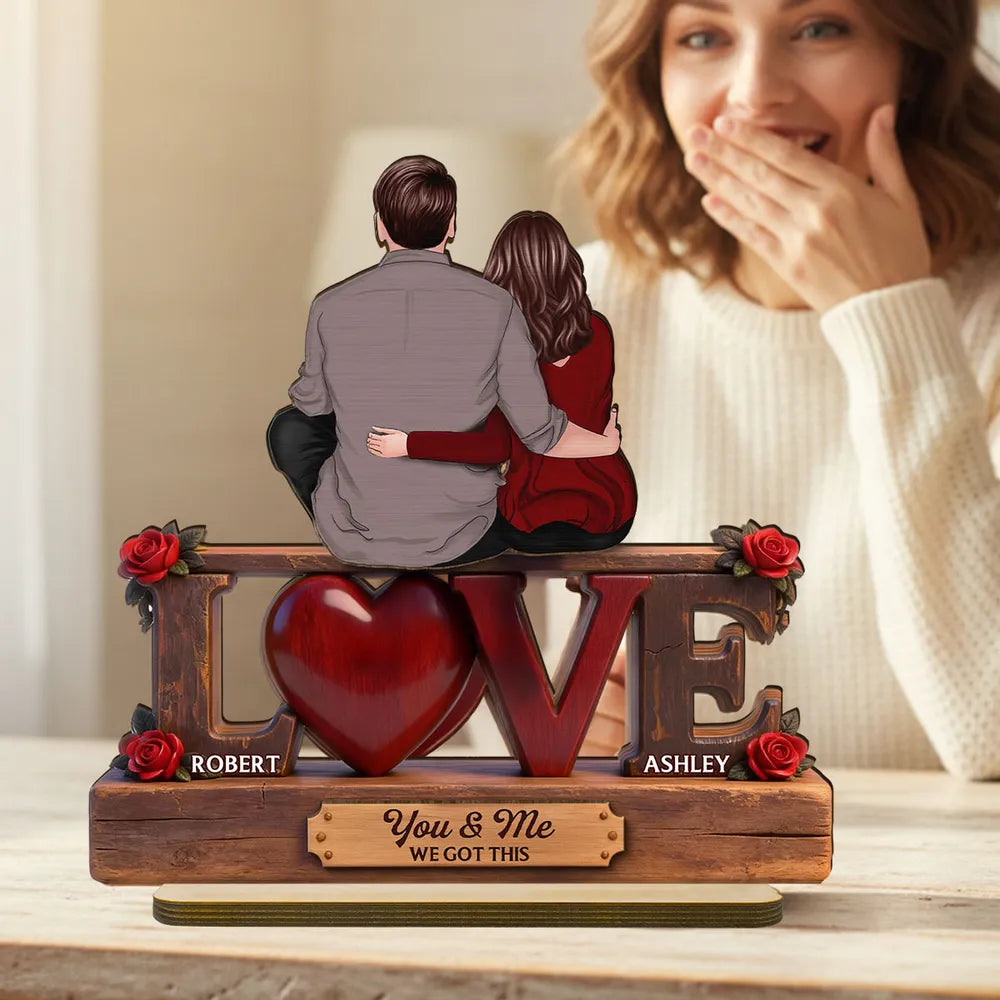 Personalized Couple Wooden Sculpture for Lovers - Romantic Gift Plaque MagicInPrints