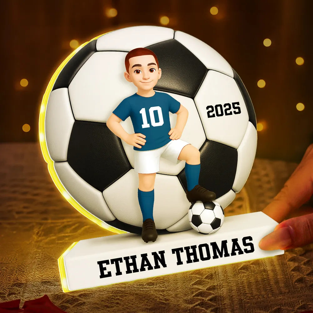 Custom Soccer Player LED Lamp for Kids - Personalized Sports Gift Plaque MagicInPrints
