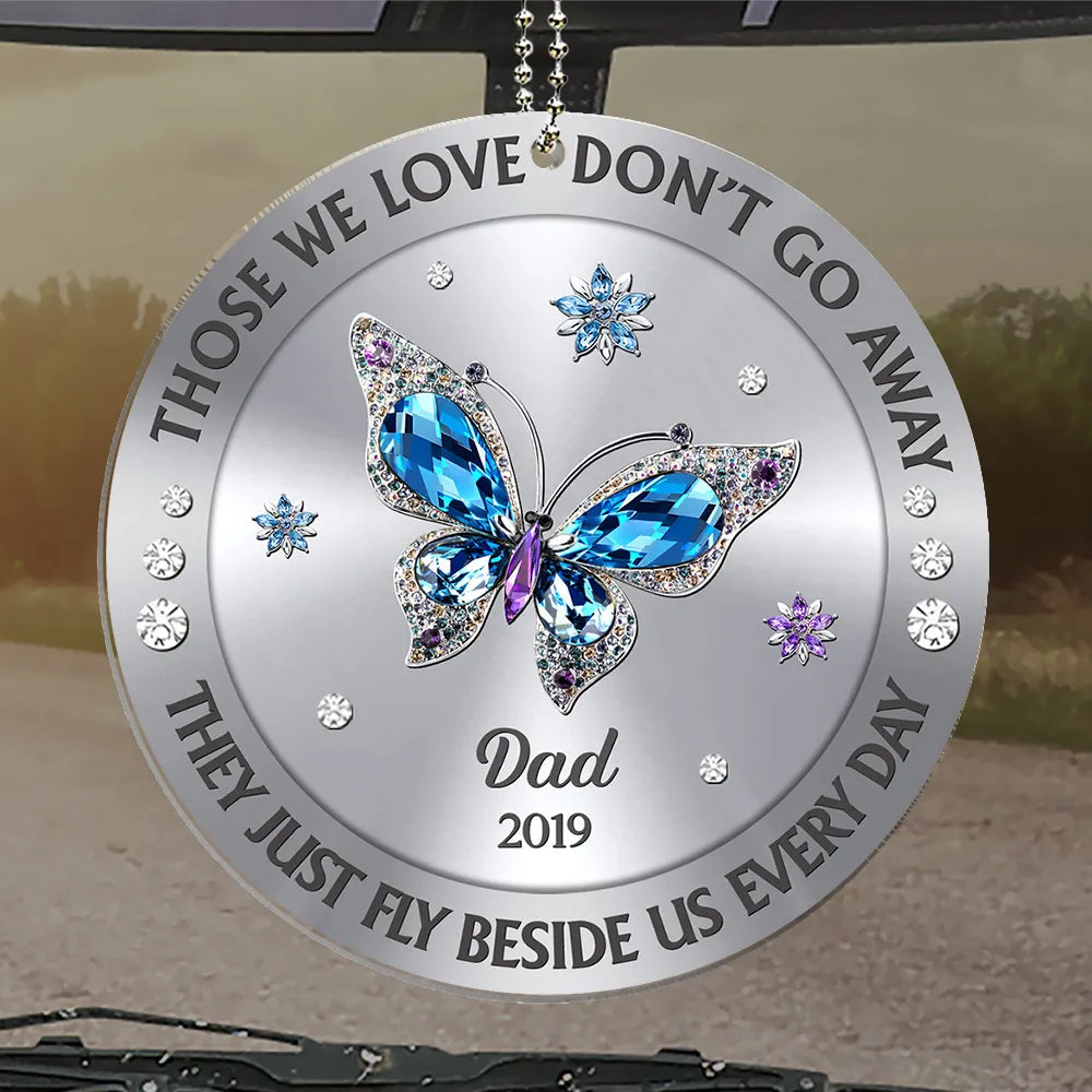 Personalized Memorial Car Ornament for Family - Butterfly Design Keepsake Car Hanger MagicInPrints