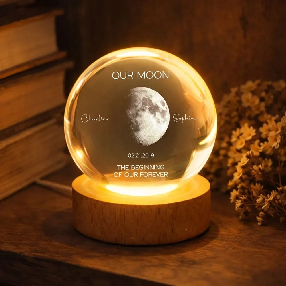 Personalized Moon Lamp for Couples with Names and Date - Romantic Anniversary Gift Lamp MagicInPrints