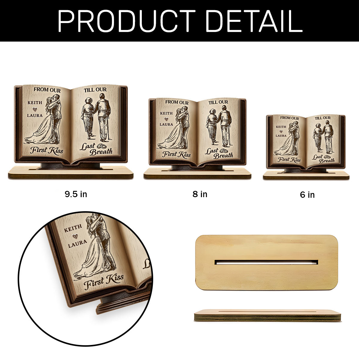 Personalized Wooden Book Sculpture for Couples - Wedding Anniversary Gift Plaque MagicInPrints