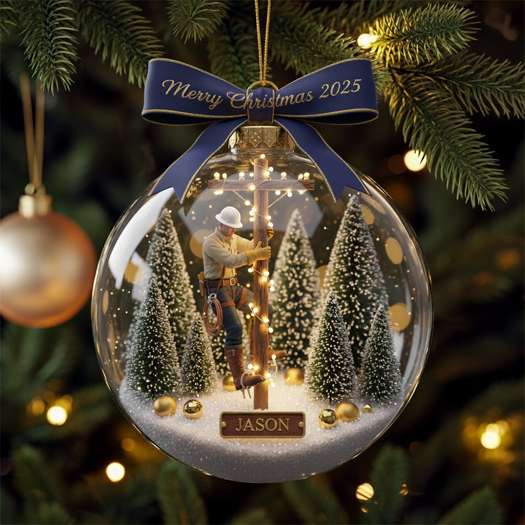Celebrate the Spirit of Lineman - Personalized Christmas Ornament Ornament MagicInPrints