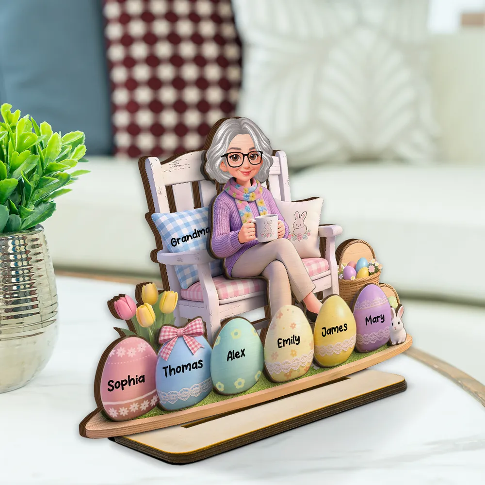 Personalized Easter Grandma Figurine with Custom Names - Family Gift Plaque MagicInPrints