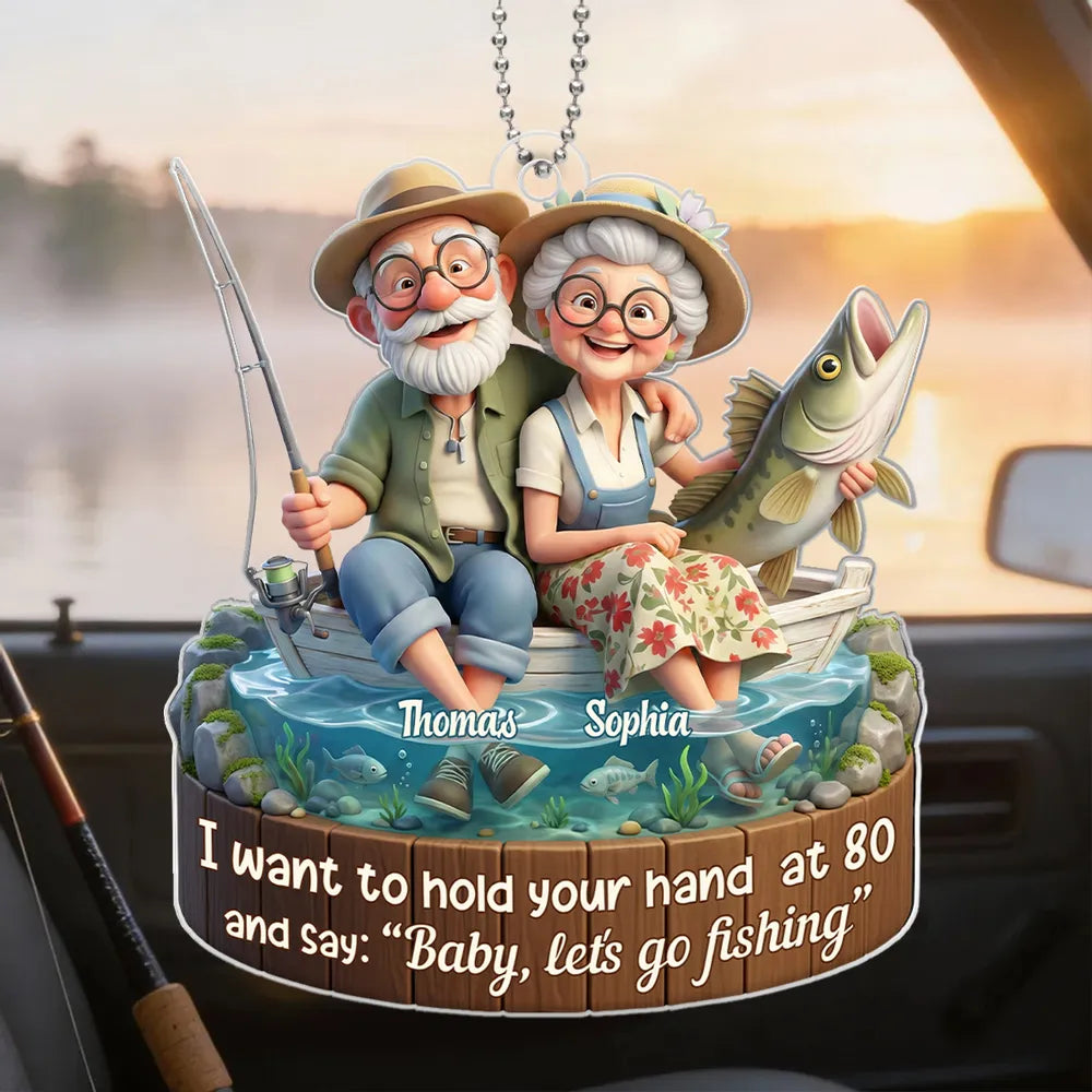 Personalized Fishing Couple Car Ornament for Seniors - Romantic Keepsake Gift Ornament MagicInPrints