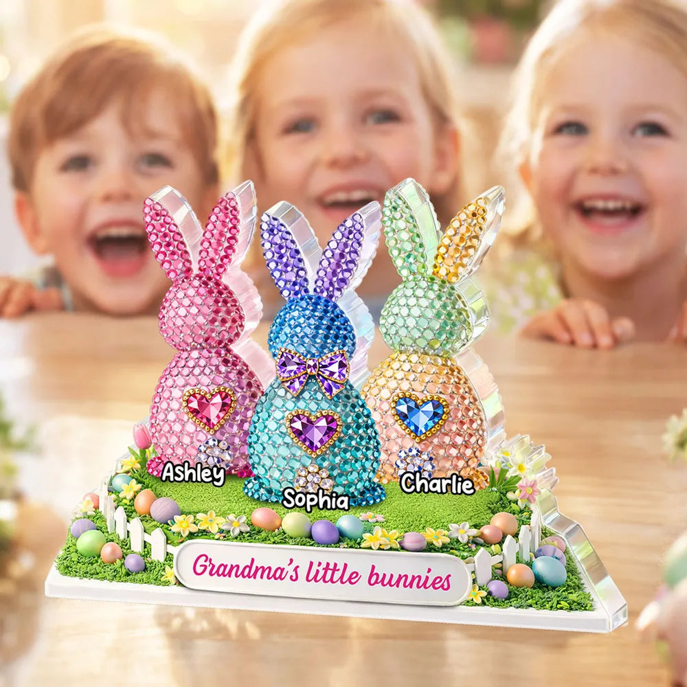 Personalized Crystal Bunny Figurines for Kids - Easter Decoration Gift Plaque MagicInPrints