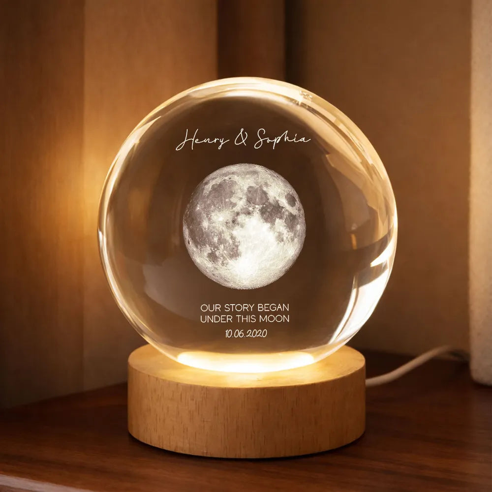 Personalized Moon Lamp for Couples with Custom Date - Romantic Bedroom Decor Lamp MagicInPrints