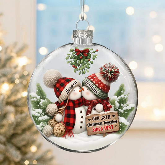 Personalized Snowman Couple Christmas Ornament for Couples - 38th Anniversary Holiday Decor Ornament MagicInPrints