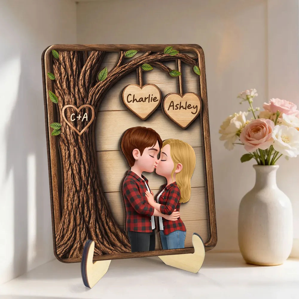 Personalized Couple Wooden Plaque for Romantic Occasions - Custom Names Engraved Plaque MagicInPrints