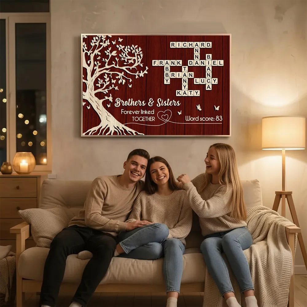 Personalized Wooden Wall Art for Family - Custom Name Crossword Design Poster or Canvas MagicInPrints