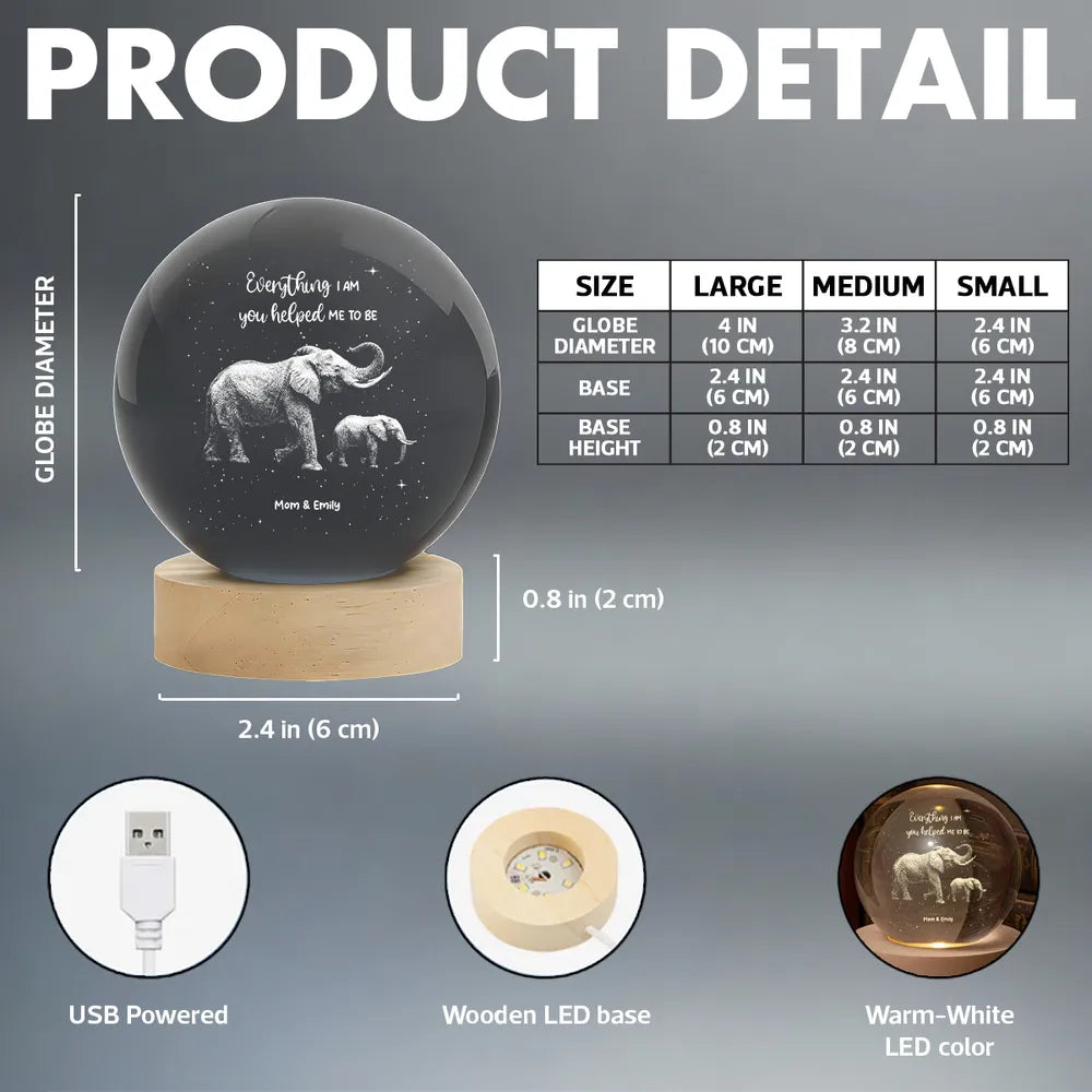 Personalized Elephant Night Light for Mom - Sentimental Gift Lamp MagicInPrints