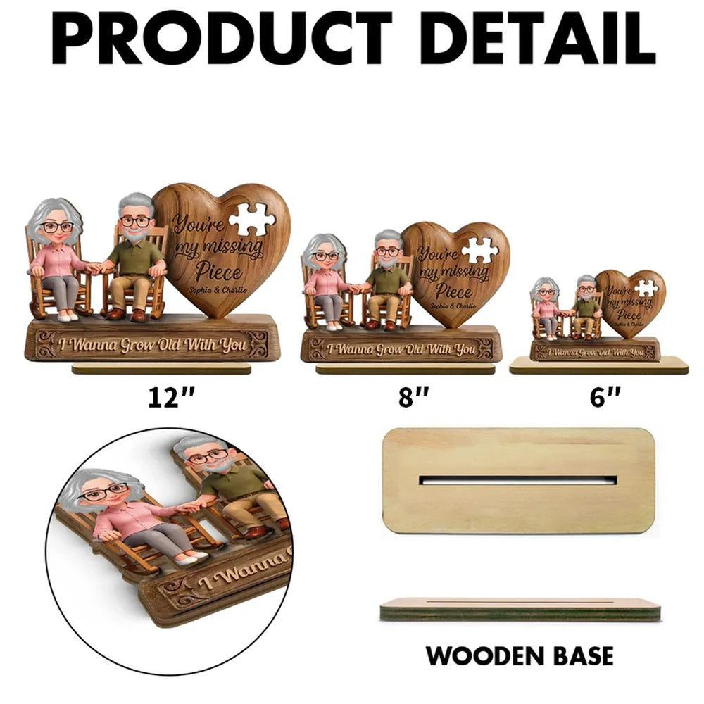 Personalized Couple Figurine with Heart Puzzle - Anniversary Gift for Seniors Plaque MagicInPrints