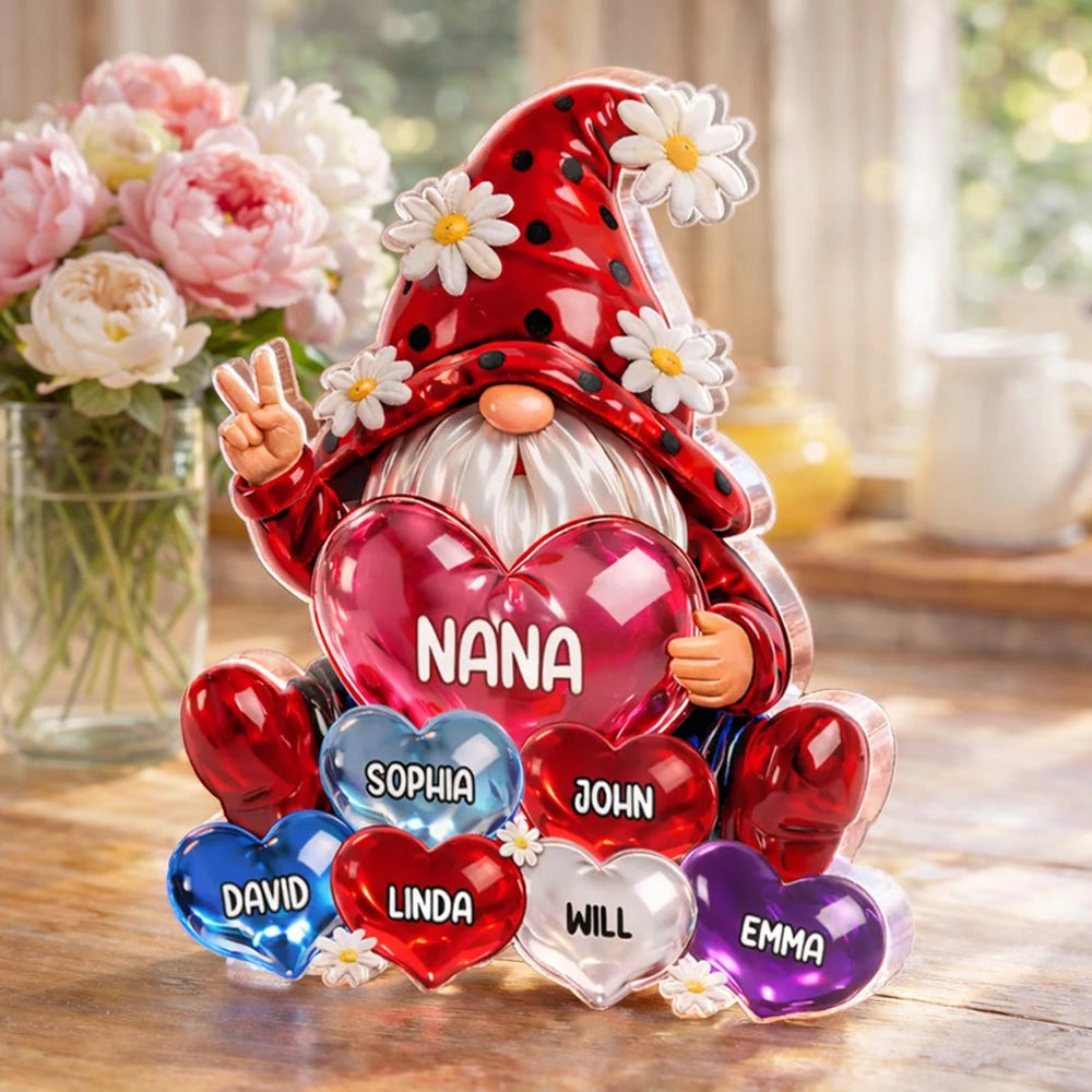 Personalized Gnome Heart Ornament for Nana - Family Keepsake Gift Plaque MagicInPrints