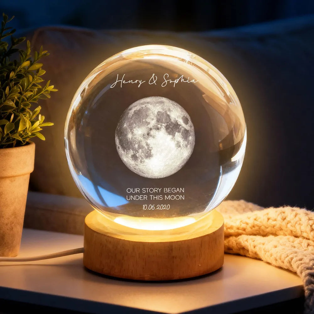 Personalized Moon Lamp for Couples with Custom Date - Romantic Bedroom Decor Lamp MagicInPrints