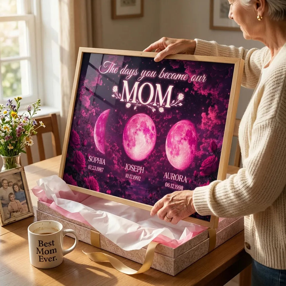Personalized Moon Phase Art for Mom - Sentimental Mother's Day Gift Poster or Canvas MagicInPrints