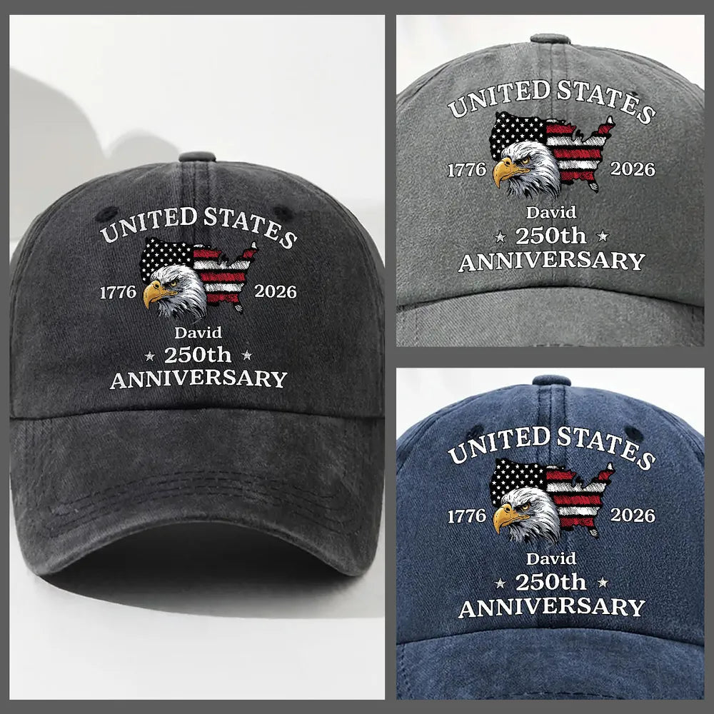 Custom Embroidered USA 250th Anniversary Hat - Patriotic Gift Hat MagicInPrints
