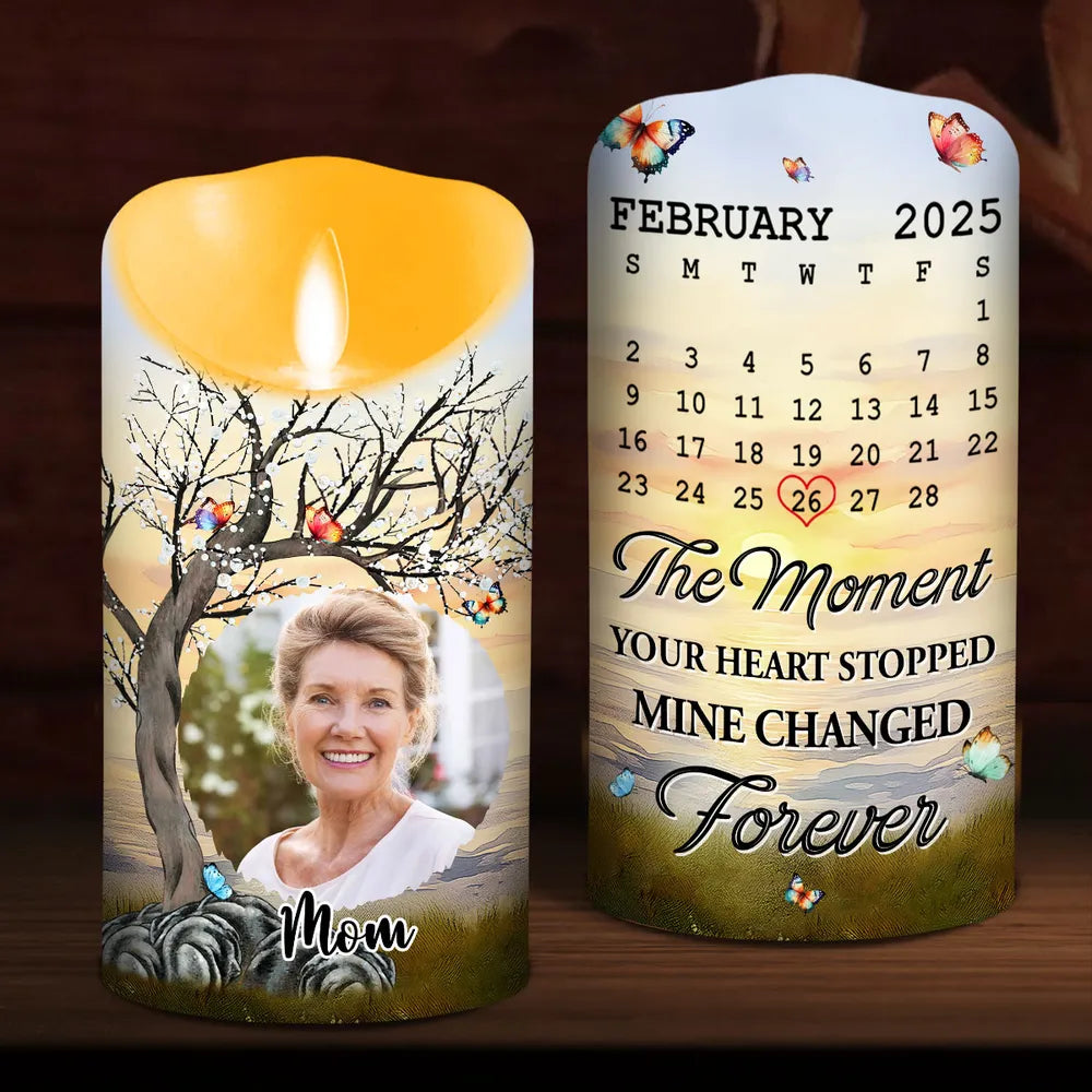 Personalized Memorial Candle for Mom with Photo and Date - Sentimental Keepsake Lamp MagicInPrints