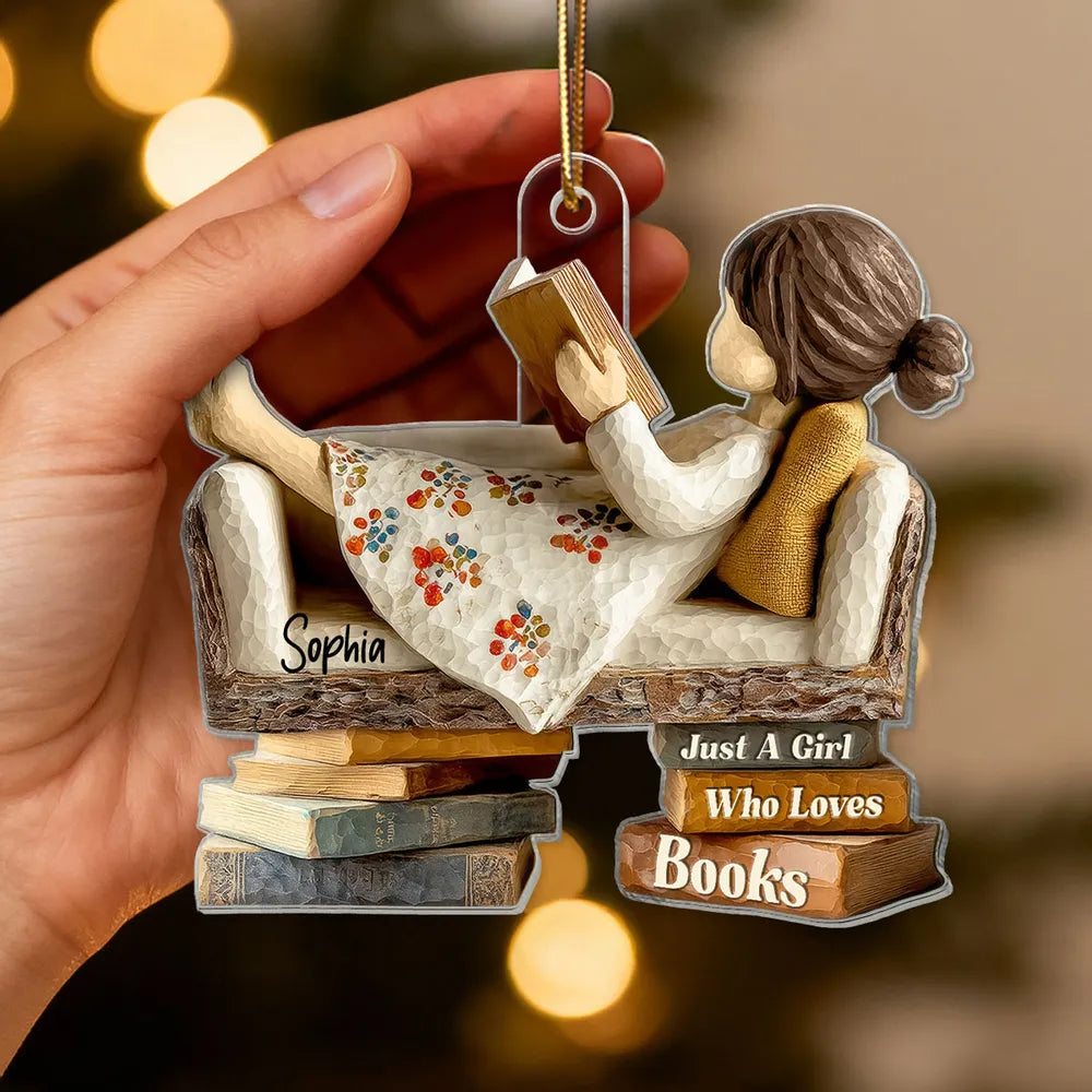 Personalized Girl Reading Ornament for Book Lovers - Christmas Gift Ornament MagicInPrints