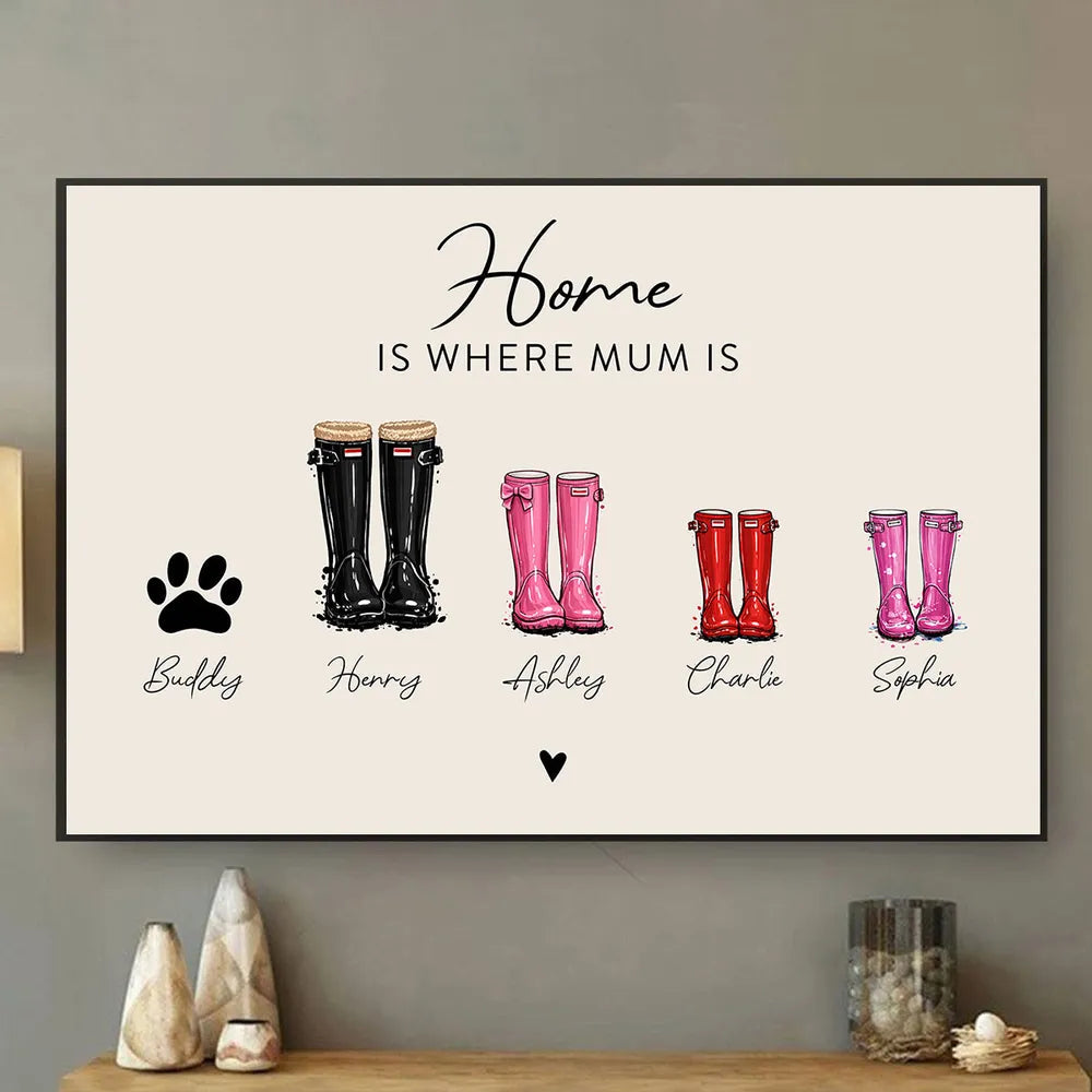 Personalized Family Boots Print for Home Decor - Custom Names and Dates Poster or Canvas MagicInPrints