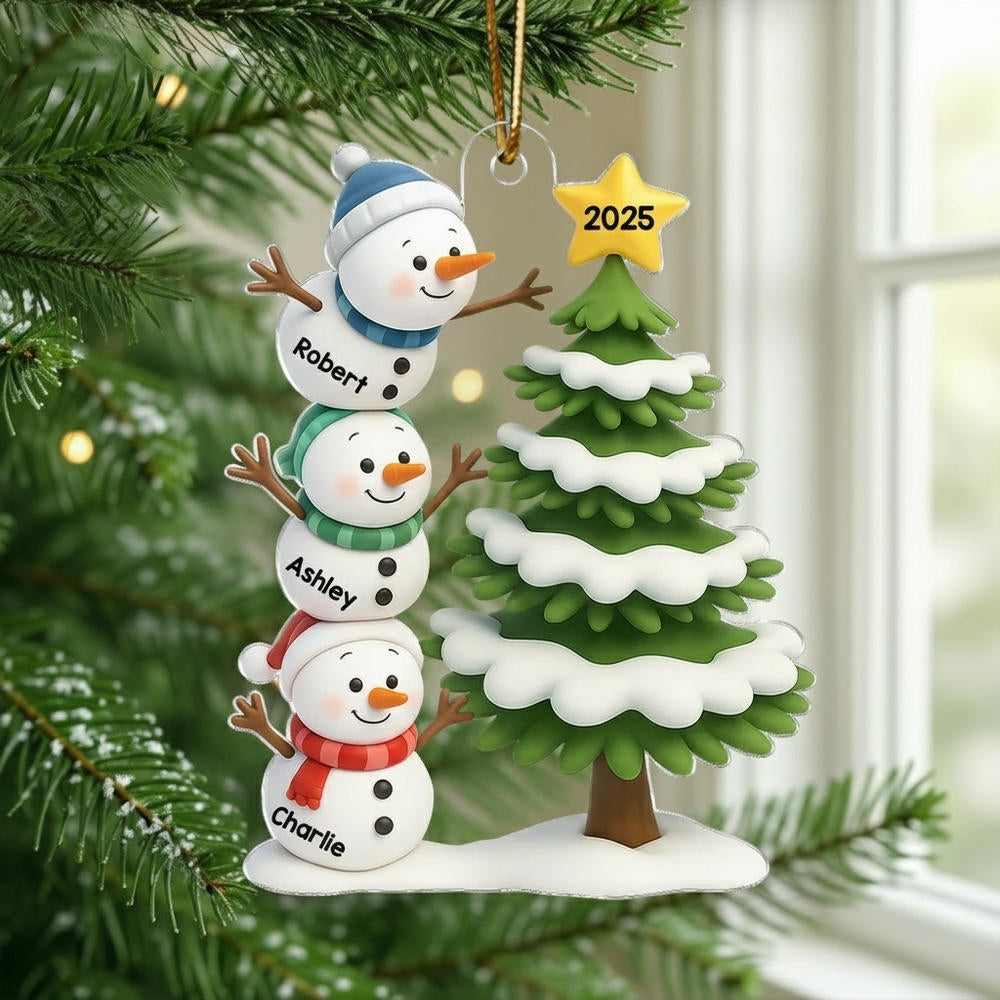 Personalized Snowman Family Christmas Ornament - Holiday Decoration 2025 Ornament MagicInPrints