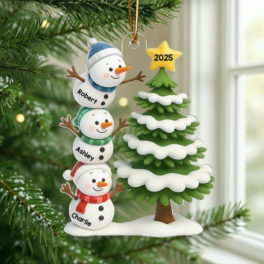 Personalized Snowman Family Christmas Ornament - Holiday Decoration 2025 Ornament MagicInPrints