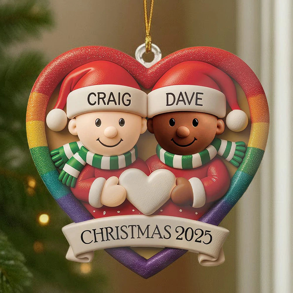 Personalized Heart-Shaped Christmas Ornament for Couples - Festive Holiday Decoration 2025 Ornament MagicInPrints