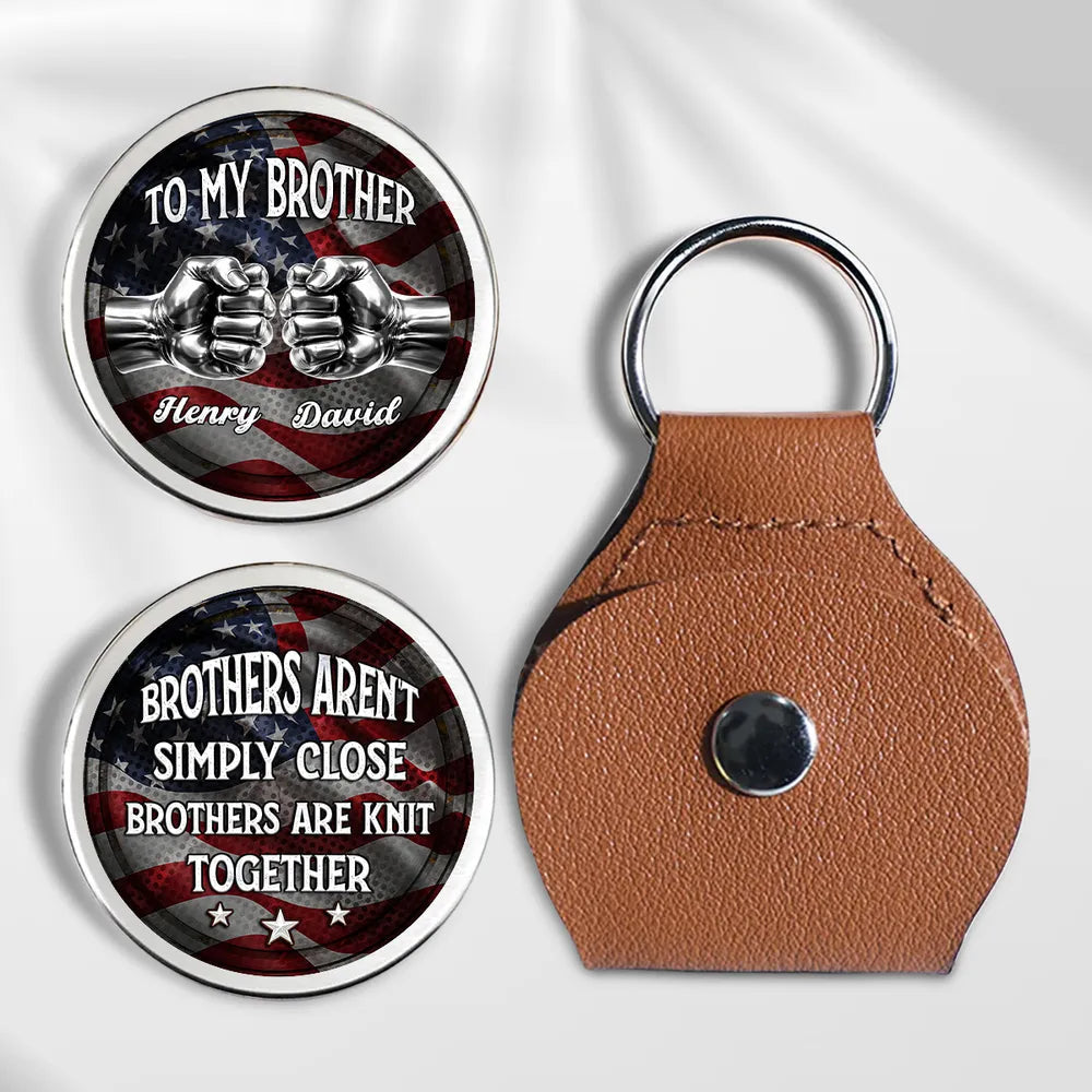 Personalized Leather Keychain for Brothers with American Flag - Sentimental Gift Keychain MagicInPrints