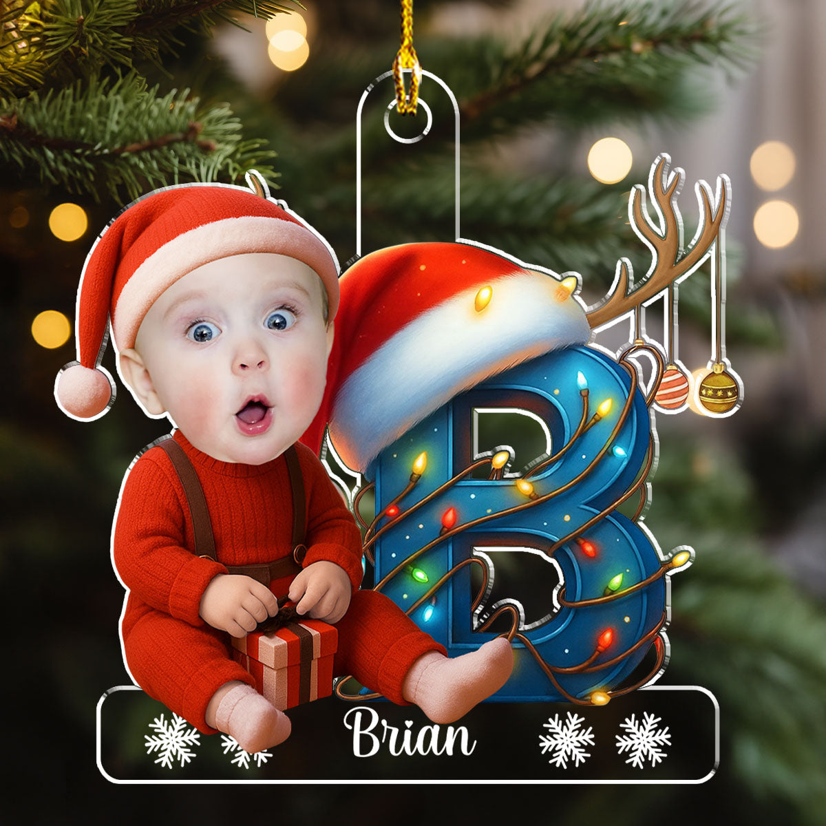 Personalized Baby Christmas Ornament for Kids - Festive Holiday Decor Ornament MagicInPrints