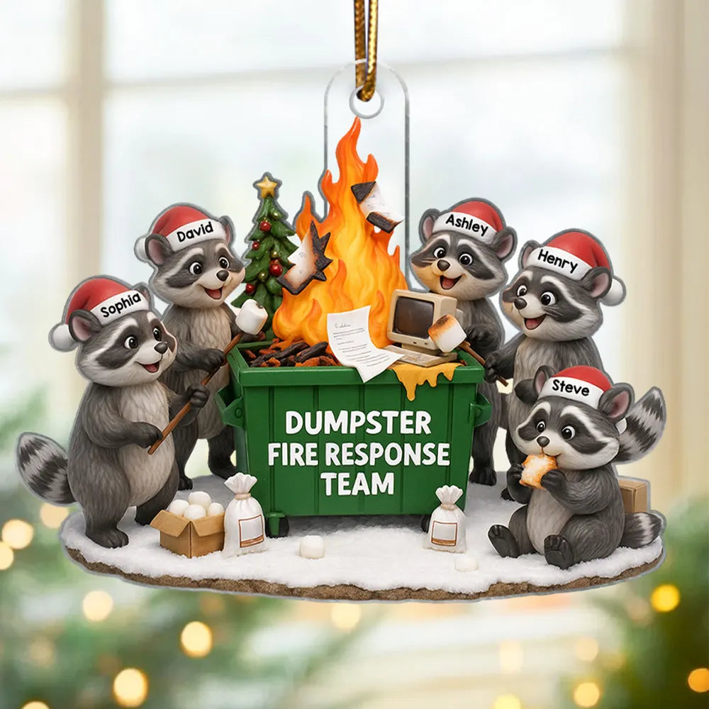 Personalized Raccoon Dumpster Fire Ornament Family Humor Christmas Decor - Holiday Gift Ornament MagicInPrints