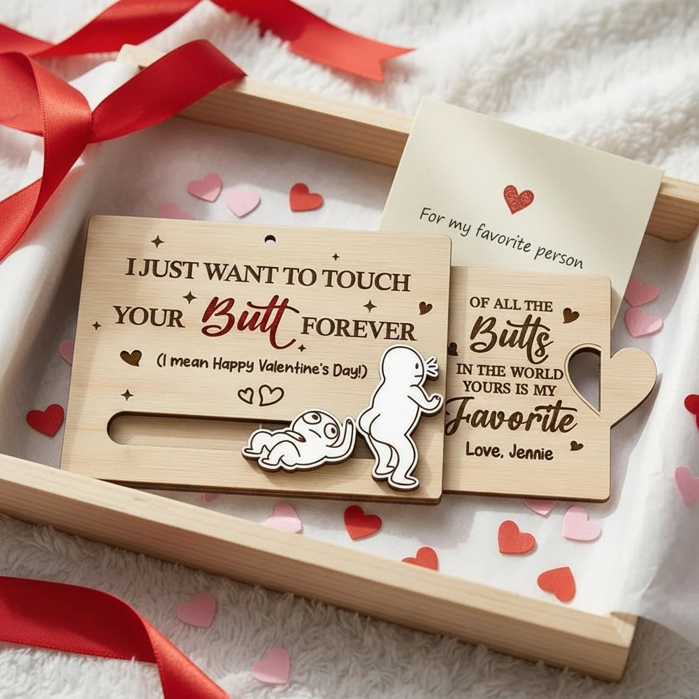 Personalized Wooden Love Card for Couples - Funny Valentine's Day Gift Ornament MagicInPrints