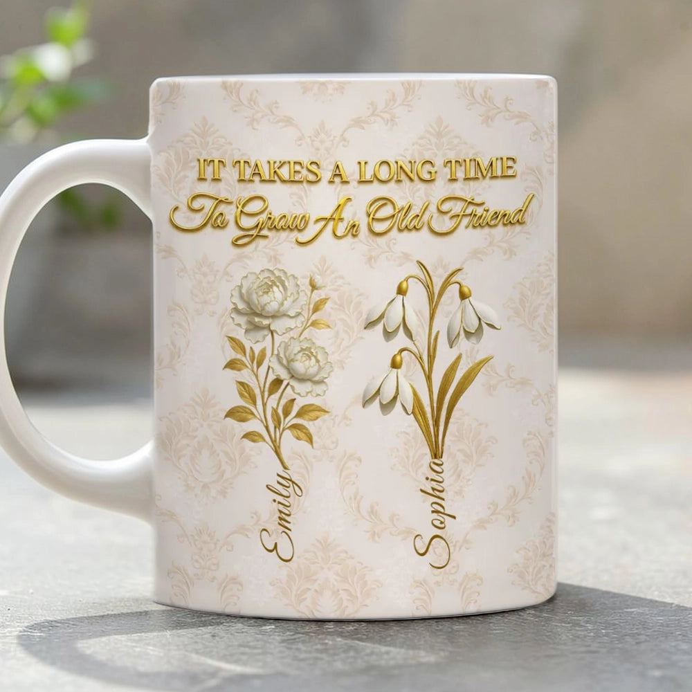Personalized Friendship Mug for Women - Floral Design with Names - Sentimental Gift Cup MagicInPrints