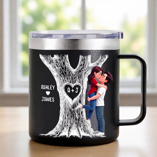 Personalized Couples Mug with Carved Tree Design - Romantic Gift for Anniversaries Cup MagicInPrints