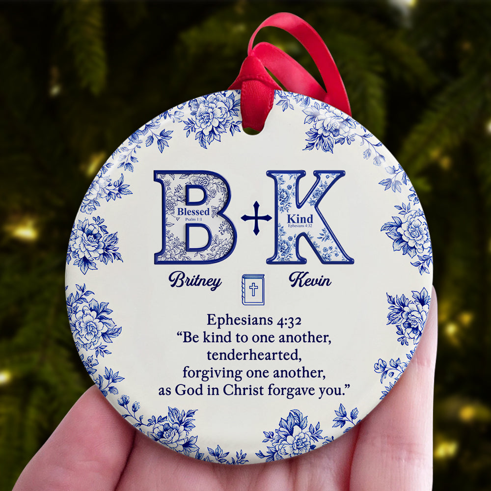 Blessed & Kind: Personalized Faith & Love Christmas Ornament - Perfect Gift for Couples Ornament MagicInPrints