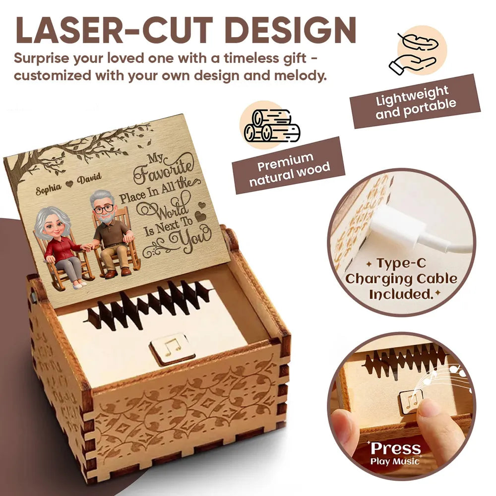 Personalized Wooden Music Box for Couples with Engraved Message - Anniversary Gift Plaque MagicInPrints