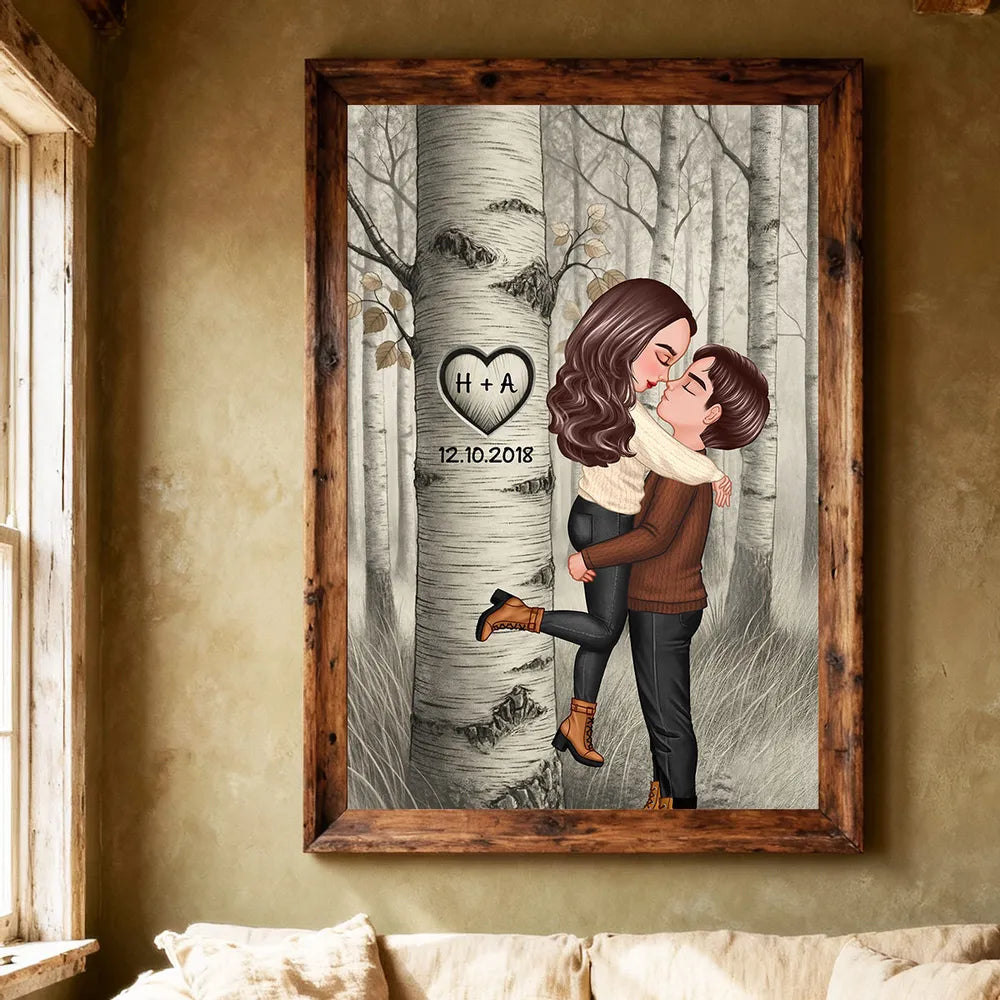 Personalized Couple Illustration Print for Lovers - Anniversary Gift Poster or Canvas MagicInPrints