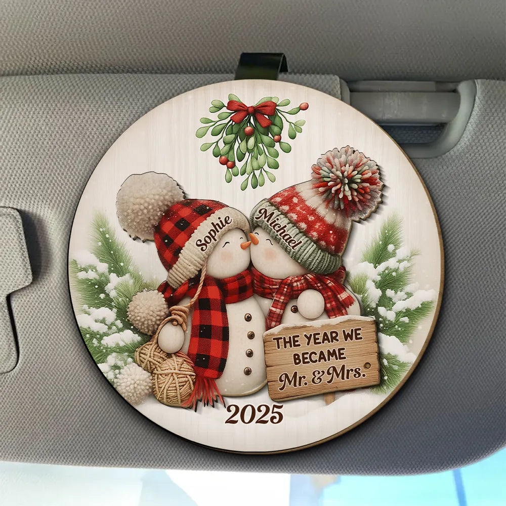Personalized Christmas Ornament for Couples - Snowman Design with Names - Wedding Keepsake 2025 Car Hanger MagicInPrints
