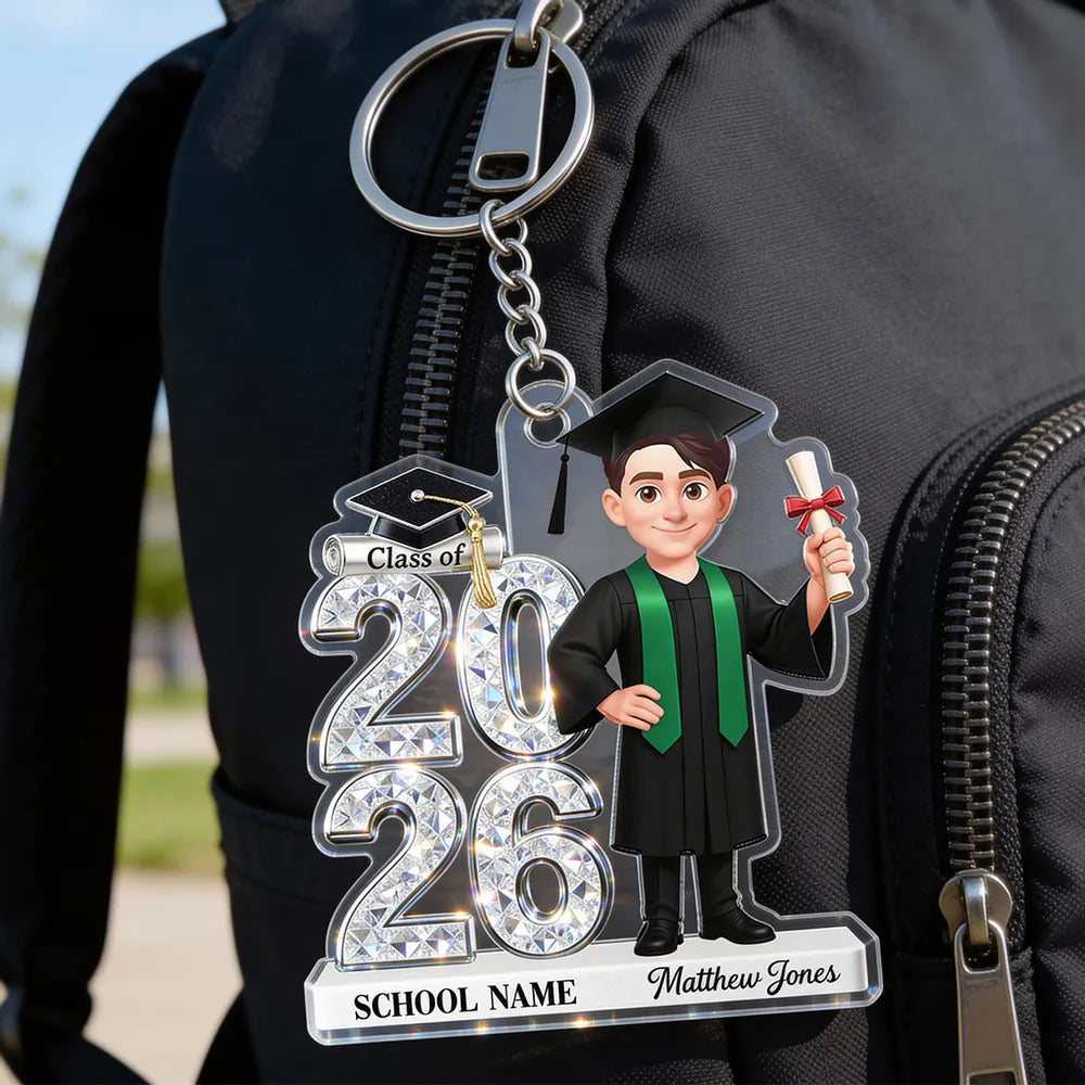 Personalized Graduation Keychain for Class of 2026 - Custom School Name Gift Keychain MagicInPrints