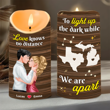 Load image into Gallery viewer, Custom LED Candle for Couples – Love Knows No Distance | Valentine&#39;s Day Gifts Led Candle PopCulturePrints

