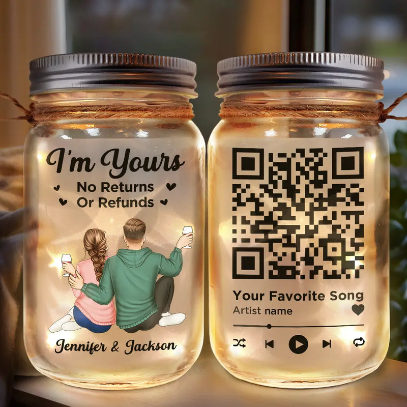 Custom LED Mason Jar for Couples with QR Code - Romantic Gift Lamp MagicInPrints