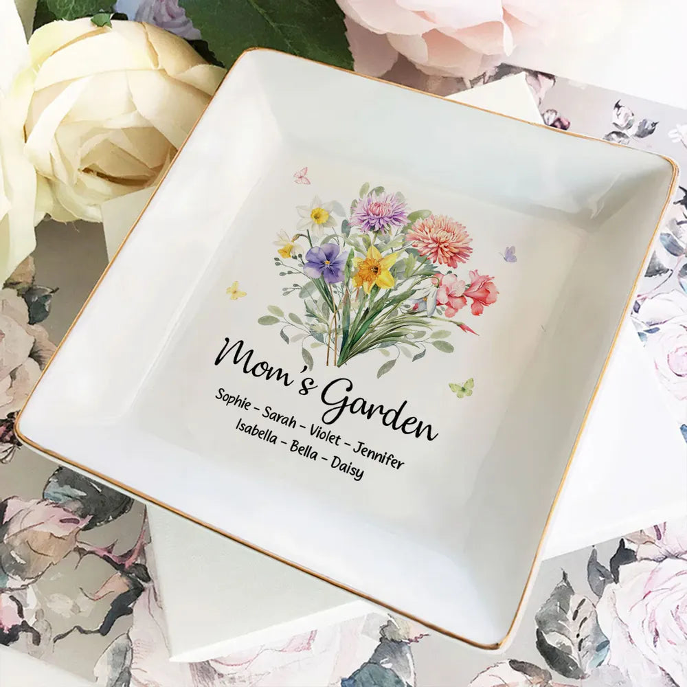 Personalized Ceramic Jewelry Tray for Mom's Garden - Mother's Day Gift Jewelry MagicInPrints