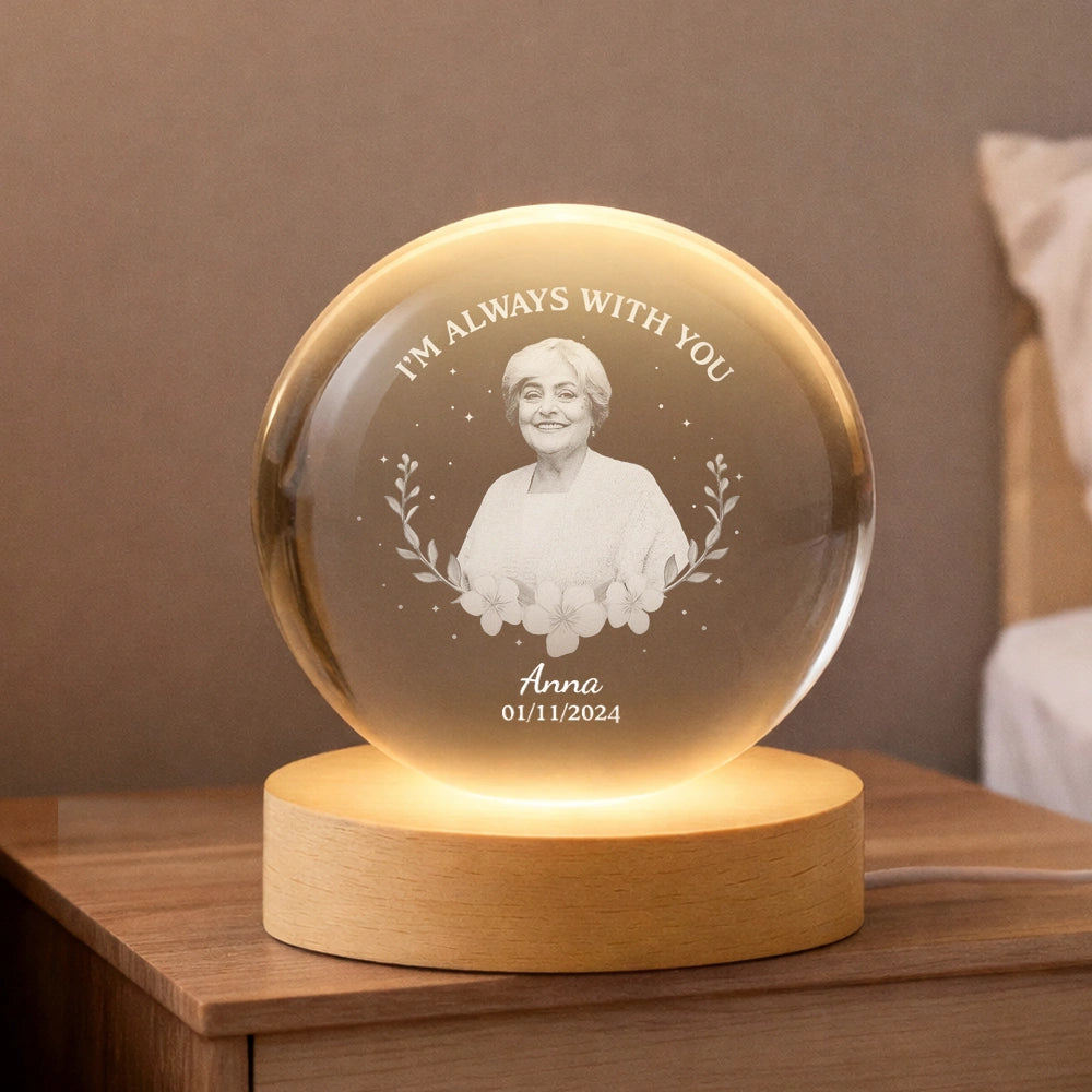 Custom Engraved Memorial Crystal Ball for Loved Ones - Sentimental Keepsake Lamp MagicInPrints