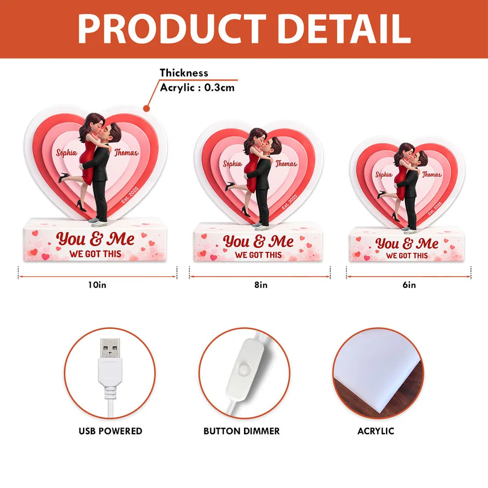 Personalized Couple Heart Lamp for Romantic Gift - Anniversary Keepsake Plaque MagicInPrints
