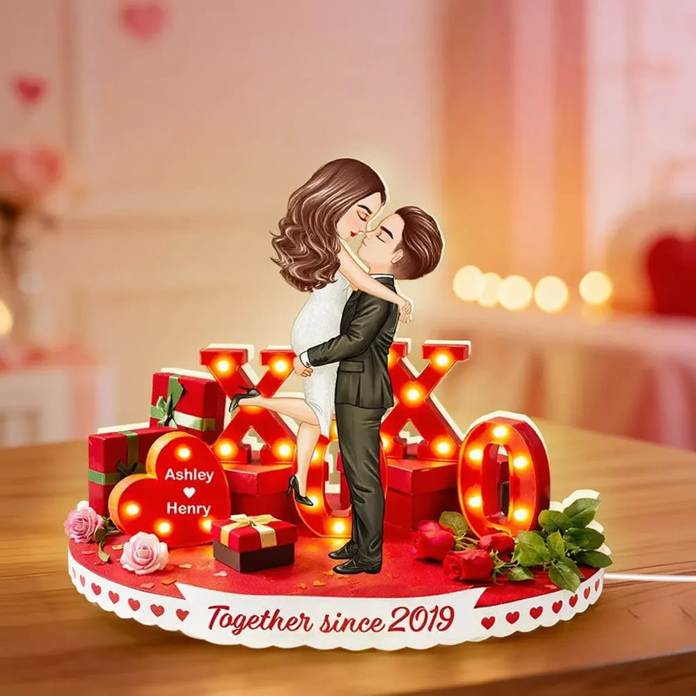 Personalized Romantic Couple Figurine for Anniversaries - Custom Names and Dates Plaque MagicInPrints