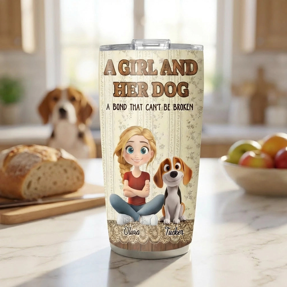 Personalized Girl and Dog Tumbler for Pet Lovers - Sentimental Gift Cup MagicInPrints