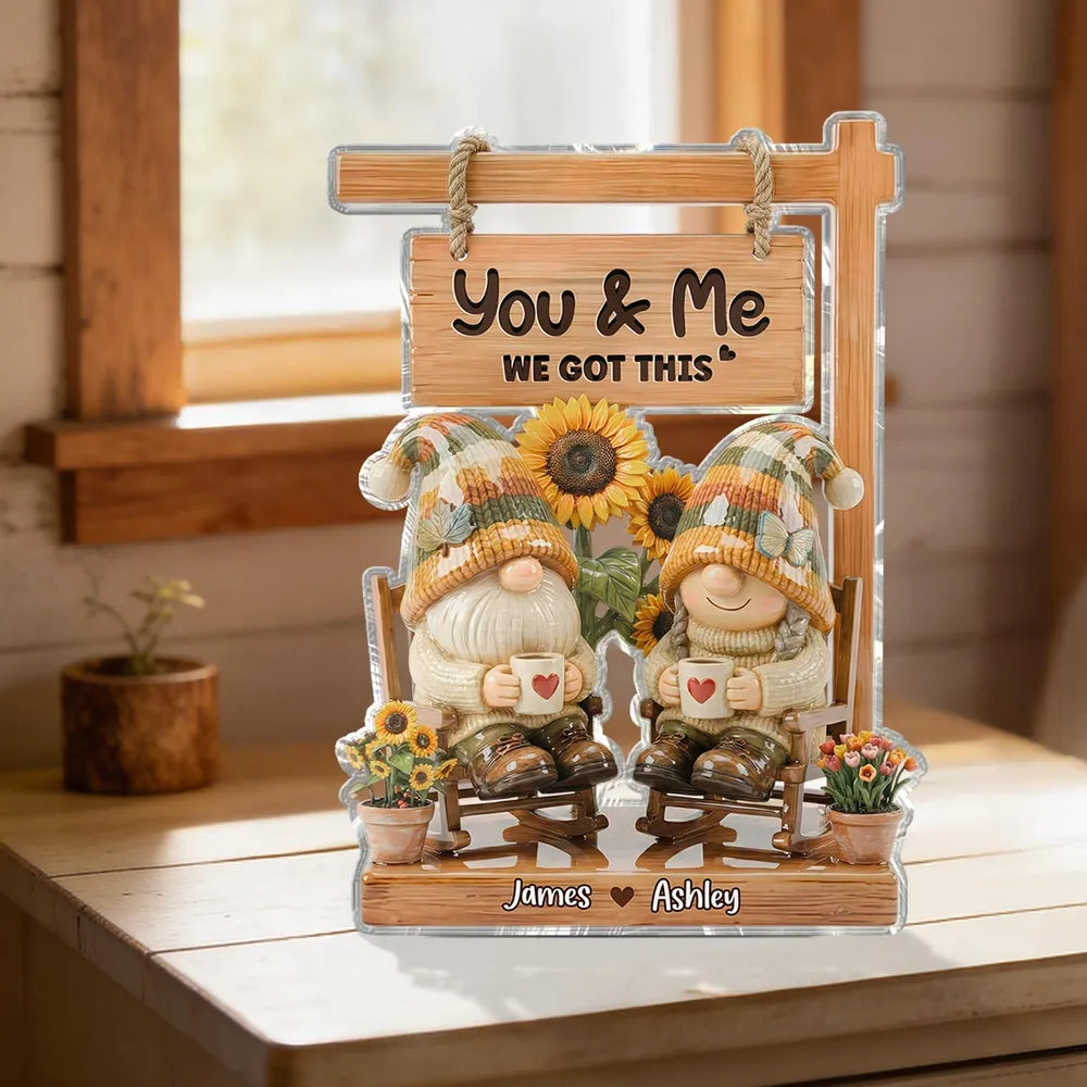 Personalized Gnome Couple Figurine for Couples - Romantic Home Decor Gift Plaque MagicInPrints